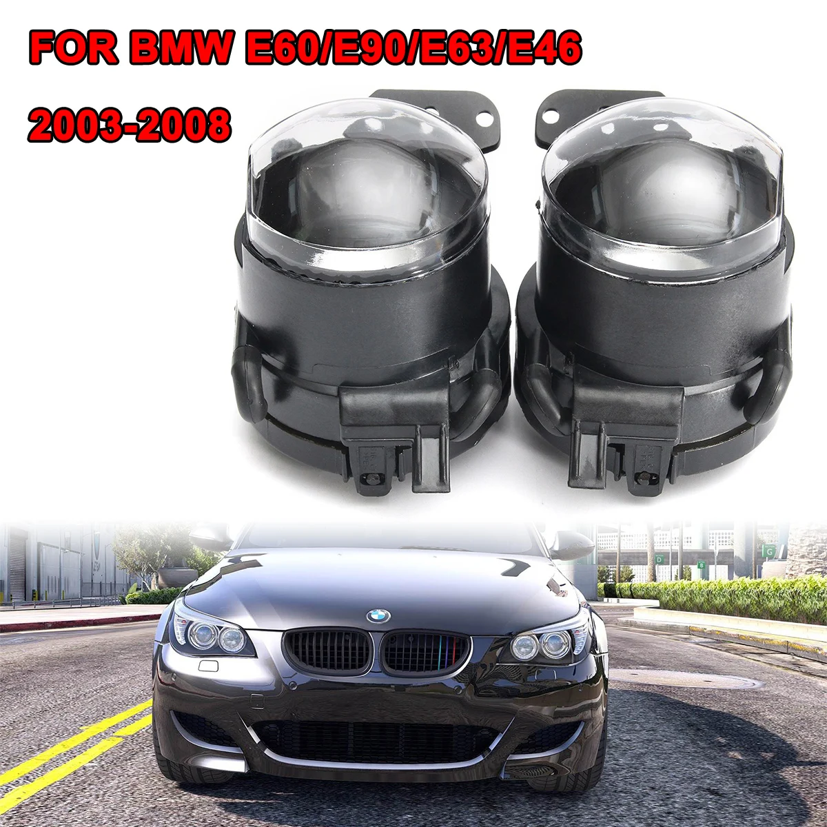 

1Pair Fog Light Assembly Car Front Fog Lights Lamps Housing Lens Clear No Bulbs For BMW E60 E90 E63 E46 323i 325i 525i
