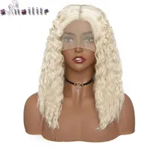 S-noilite, 14 дюймов, кудрявый блондин, парик на кружеве, глубокая часть, 4*0,6, бразильские волосы, парик, синтетический короткий Боб, парик на кружеве