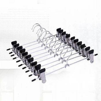 

4pcs Metal Clip Hangers Trouser Skirt Coat Pants Bulk Clothes Clothing Coathangers Stainless Steel Clip Stand Hanger 2