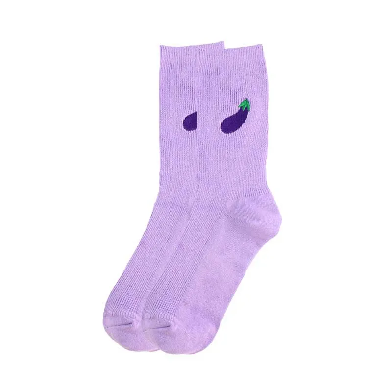 Хлопковые цветные женские носки с рисунками фруктов; хипстерские носки с вышивкой; однотонные Фрукты Вишня и ананас; забавные высокие носки для девочек - Цвет: 9