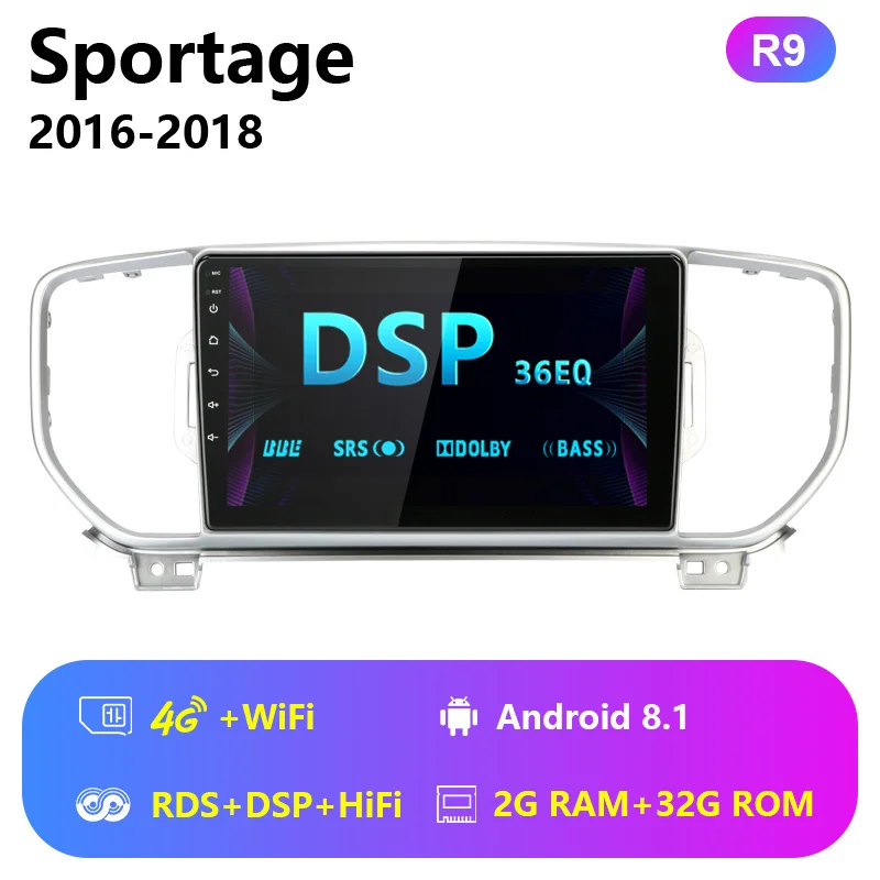 Vtopek " Автомобильный радиоплеер для KIA Sportage- Android DSP RDS 2G+ 32G Сенсорное зеркало-link плееры gps Вай-Фай Авторадио - Цвет: 4G wifi with RDS DSP