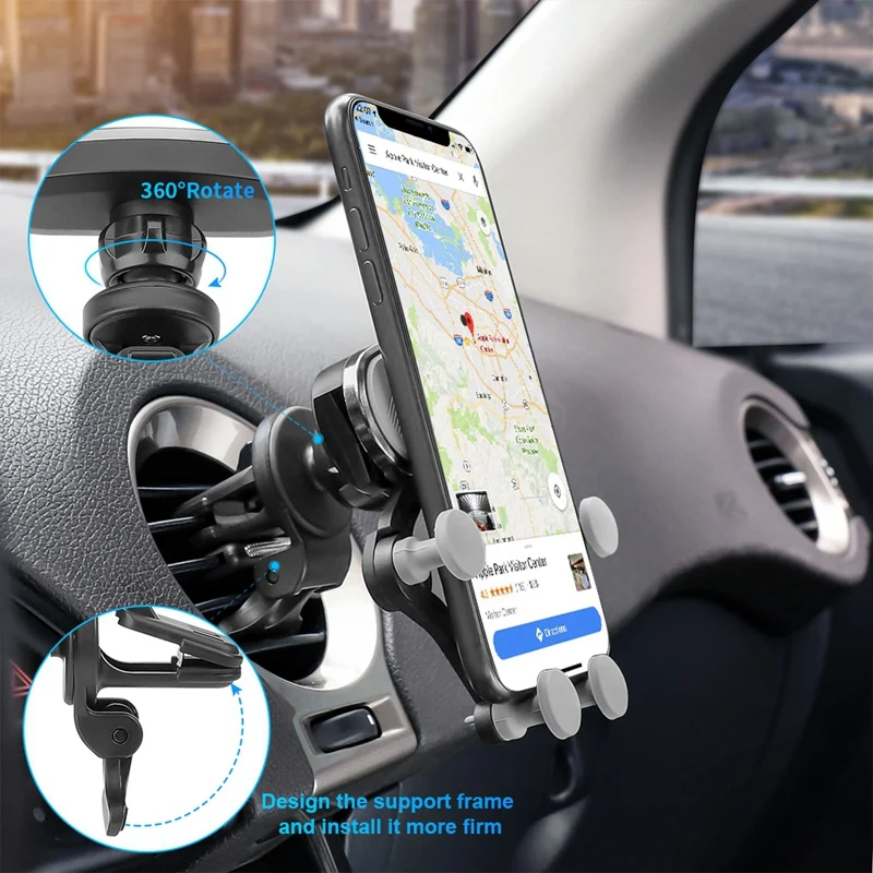 Держатель телефона на вентиляции Универсальный Авто-выдвижной Hands Free Gravity телефон крепление стабильная Автомобильная Колыбель крепление на 360 градусов Регулируемая Ca