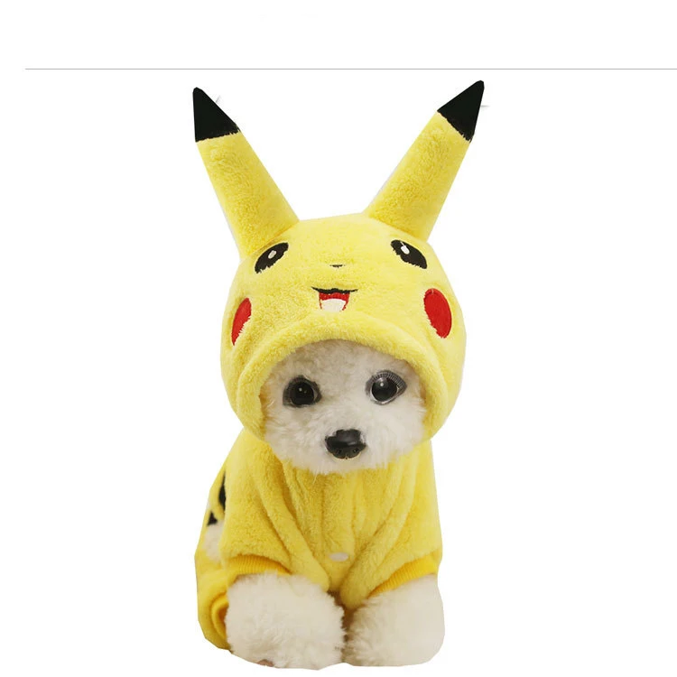 Pikachu Pet Puppy Cat Одежда для собак фланелевый теплый комбинезон для собак осень-зима XS-XXL