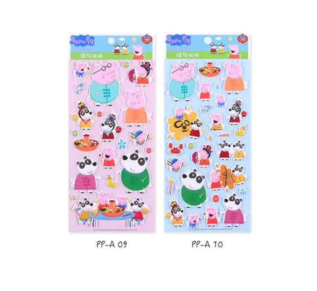PP A 9 10 Горячая Свинка Пеппа наклейка s Фигурка игрушка Peppa Groge семья папа мама 3D Водонепроницаемая наклейка игрушка детский подарок на день рождения - Цвет: PP A 9 10