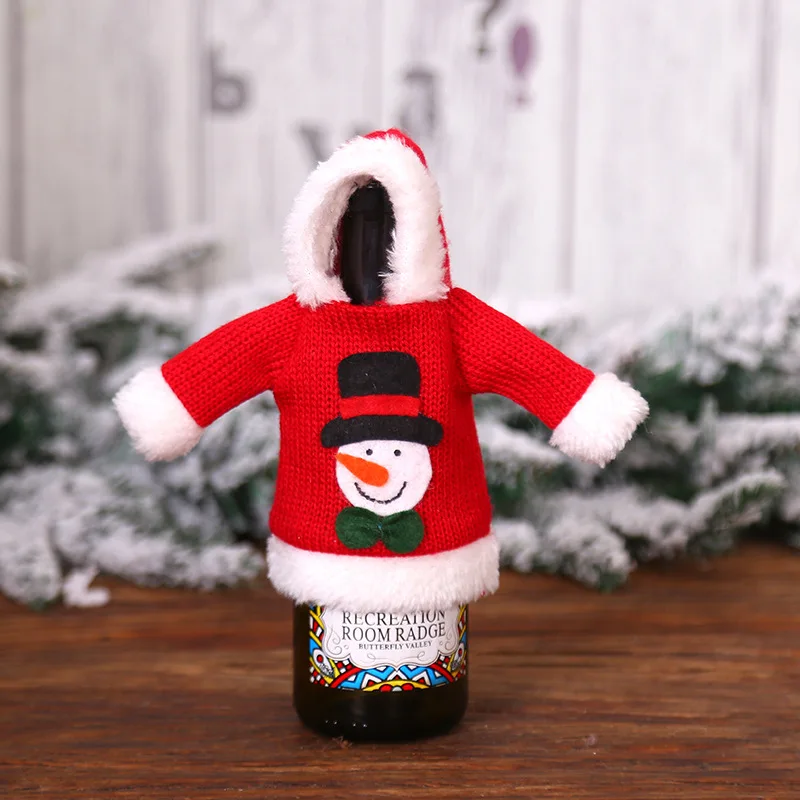 Рождественское украшение, креативное покрытие для шампанского, вина, Рождественский Санта, набор из красной бутылки вина с милой шляпой и декором одежды, Dropship