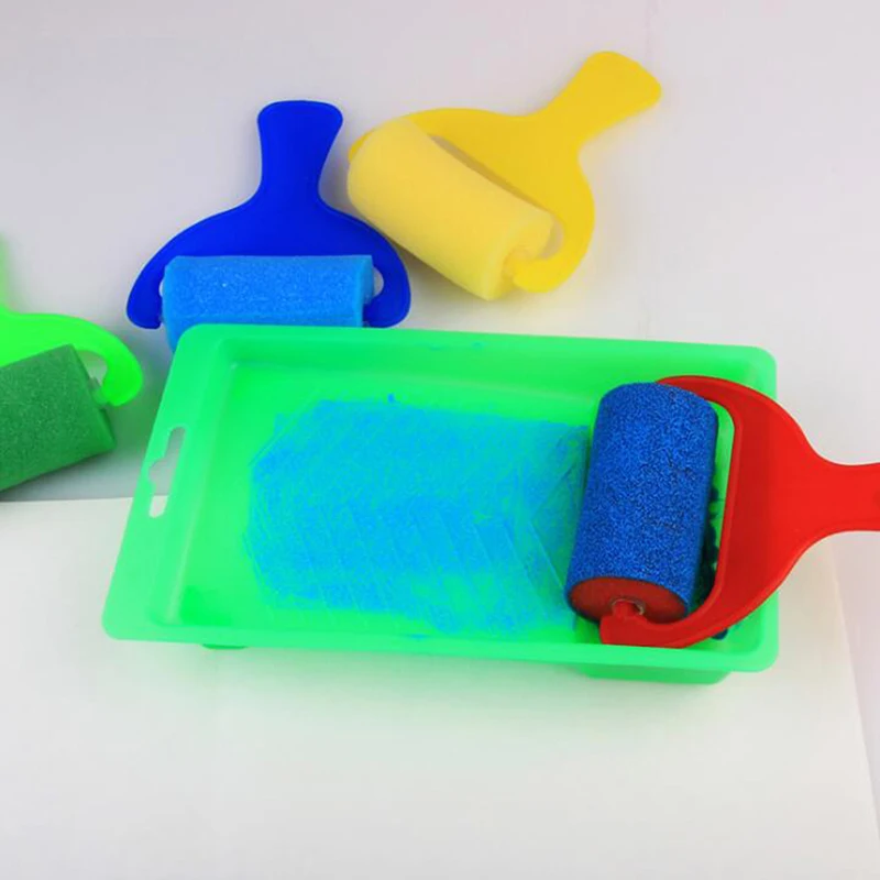 Sponge Paint Brushes For Art Foam Painting Roller Brush Kids Craft Tool Drawing Toys Painting Accessories 4pcs/pack