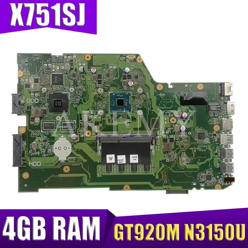 AKEMY X751SJ оригинальная материнская плата Asus X751S X751SV A751S K751S с GT920M N3150U 4 Гб Оперативная