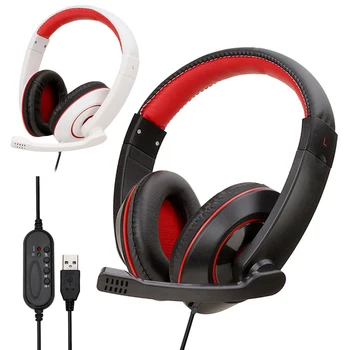 

Wired Stereo Headset Noise Cancelling Earphone with Mini Mic for Office Customer Service Adjustable for Computer Laptop Desktop