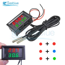 Mini DC 4V-28V doble Digital termómetro NTC impermeable Sonda de Metal de Sensor de temperatura de coche habitación interior 12V 24V