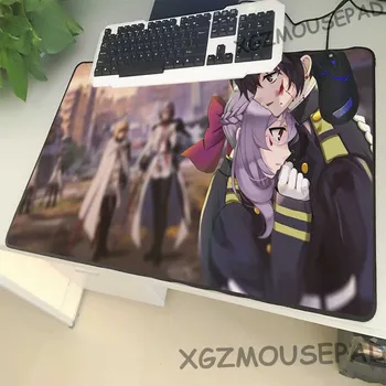 

XGZ Large Size Black Mouse Pad Lock Side Cartoon Seraph of The End Laptop PC Table Mat Japanese War Anime Rubber Non-slip