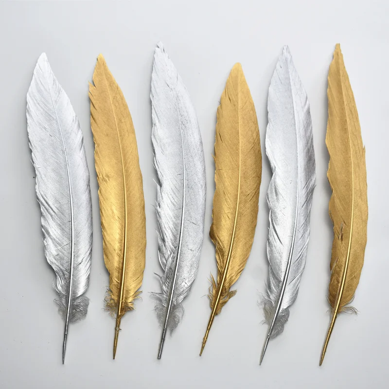 

100Pcs/Lot Dipped Dye Gold Silver Pheasant Tail Feathers 25-80cm/10-32" Pheasant Feather for Crafts Carnaval Assesoires Plumas