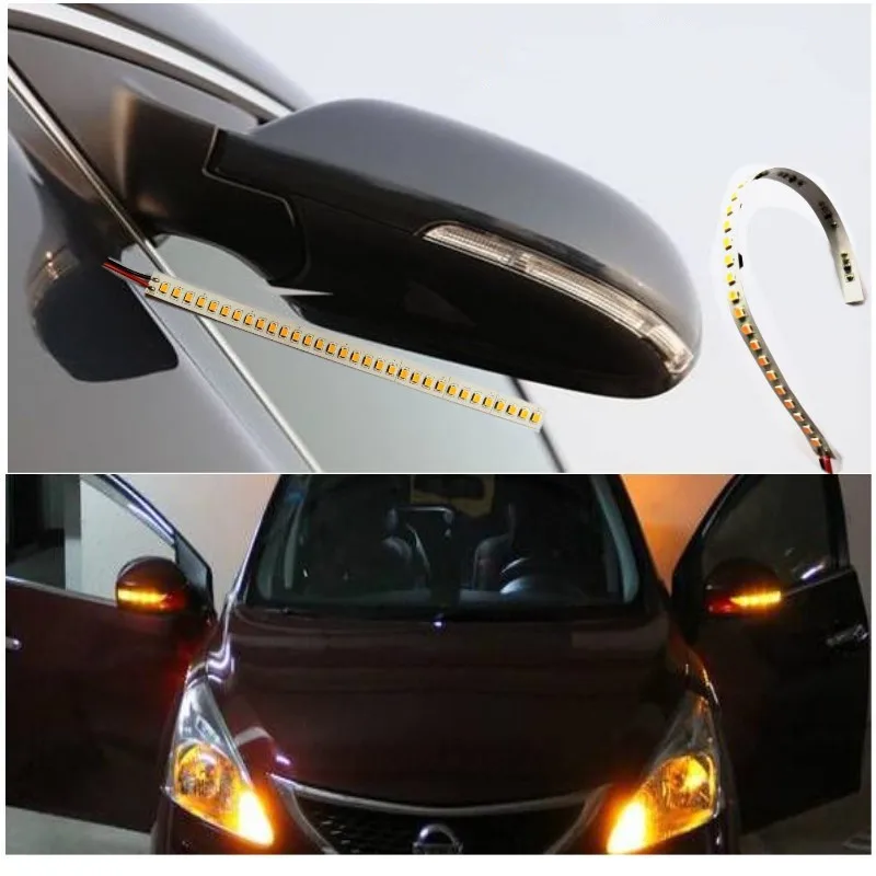 

1 Pair LED Strip Light Car Rearview Mirror Flowing Turn Signal Indicator Lamp Streamer Strip Adjustable Length Car-Styling