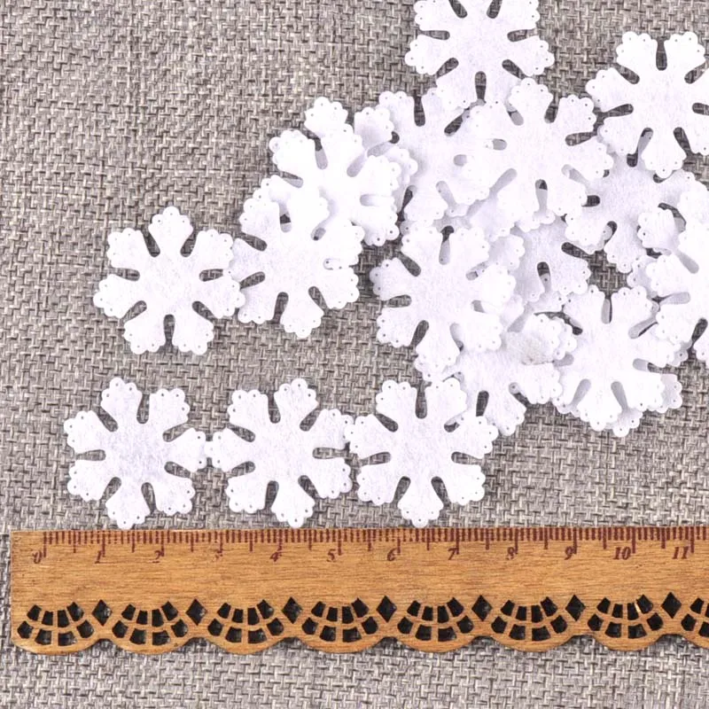 100pcs/lot Mixed Applique Polyester Felt Christmas Snowflake Patch