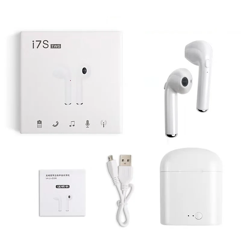 I7s tws беспроводные наушники Bluetooth наушники i7 наушники с зарядкой и бумажной коробкой для Apple наушники для телефона Xiaomi Bluetooth на воздушном самолете