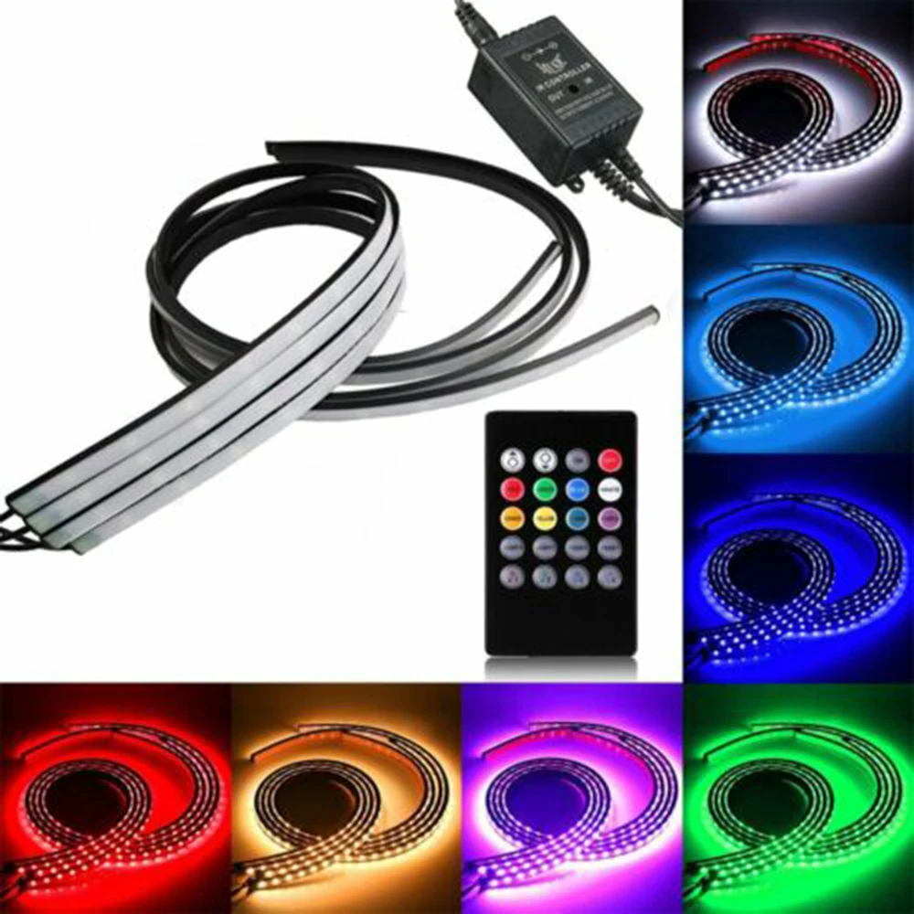 Водонепроницаемый 8 цветов светодиодные RGB ленты нижнее белье светящийся неоновый Accent свет 3" 48" трубчатый комплект Автомобильная атмосферная лампа DC12V Универсальный автомобиль