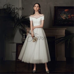 Sweetheart Off The Shoulder Short Sleeve A-Line Wedding Dresses Backless Simple Bridal Gown vestidos de novia robe de mariée