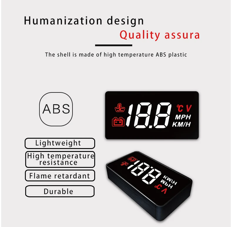 Classic HUD A100 Universal OBD Car  Head Up Display Windshield Digital Automotive Instrument speed  water temperature
