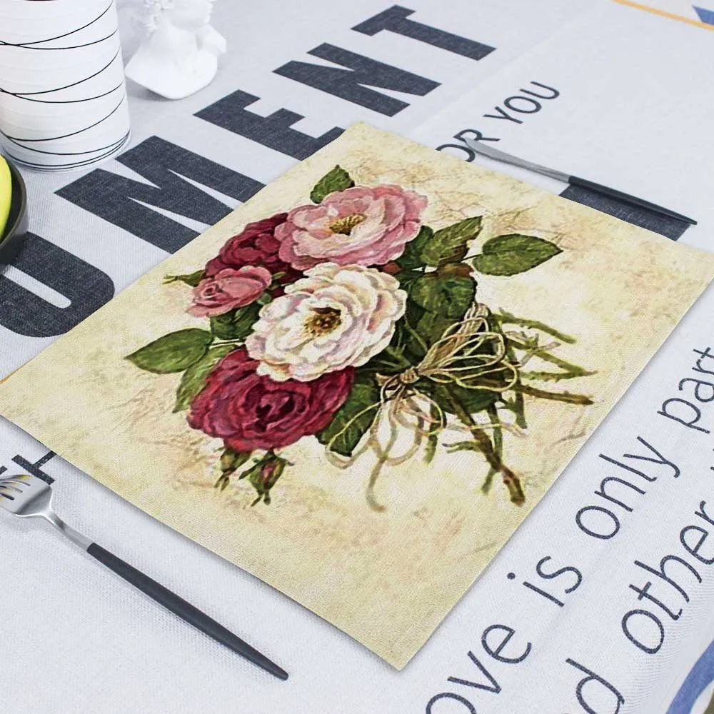 42X32cm Lavender Napkin for Table Linen Placemat Weddings Napkins Fabric Flower Handkerchiefs for Kitchen Dining Serving Servet - Цвет: CD11-12