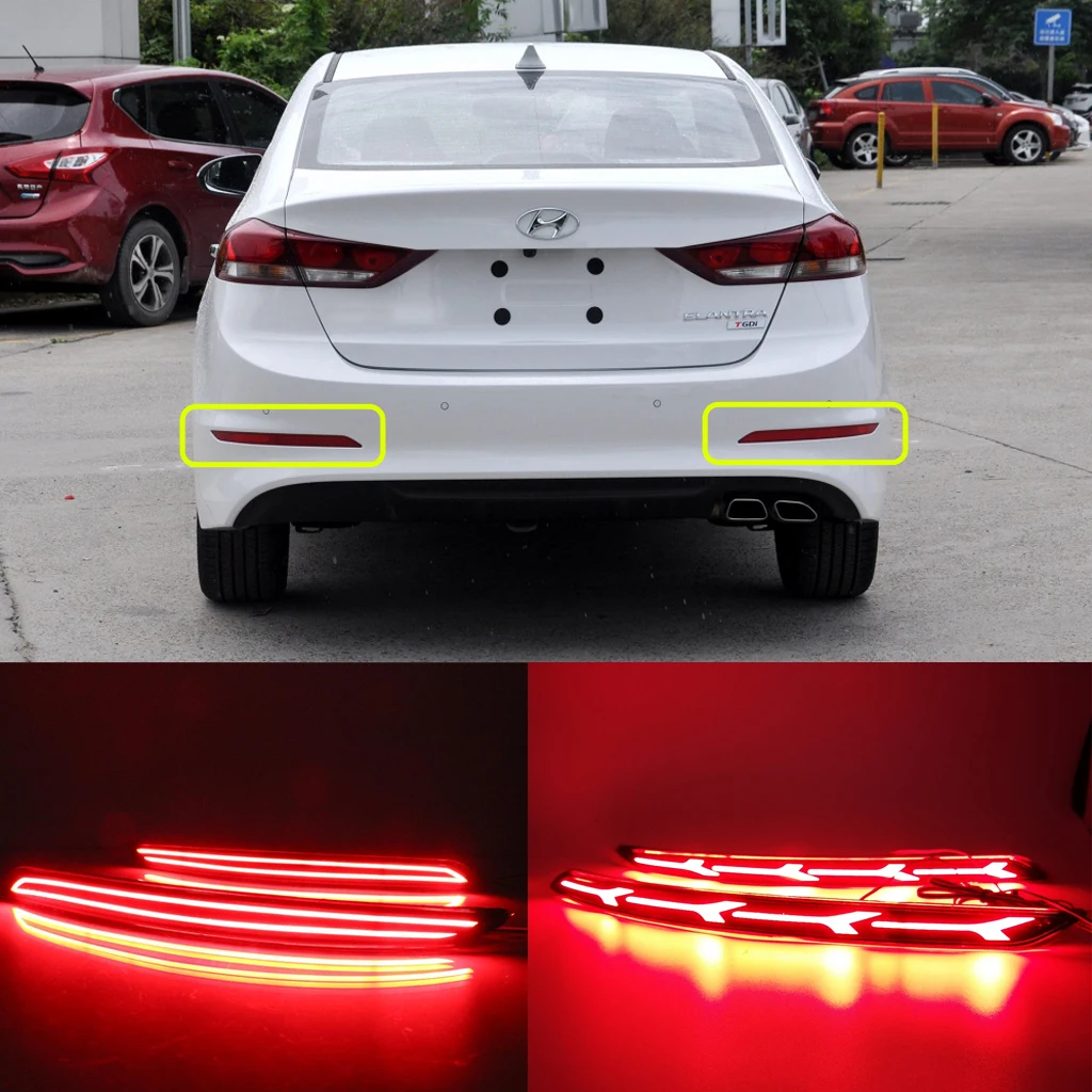 2pcs Led Rear Bumper Reflector Lights For Hyundai Elantra 2016 2017