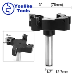 1 pc 1/2 shank shank 4 flautas inser estilo spoilboard fresa cnc fresa de precisão rosto cortador de roteador bit para ferramentas de madeira
