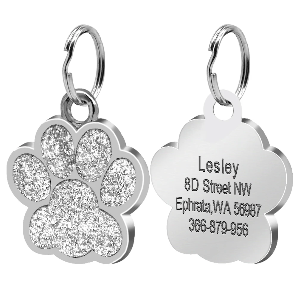 Custom Anti-lost Collar Puppy Accessories Name Pendant Tags Cat Steel ID Dog Dog Tag Engraved Pet Tag Paw Stainless Personalized - Color: 6