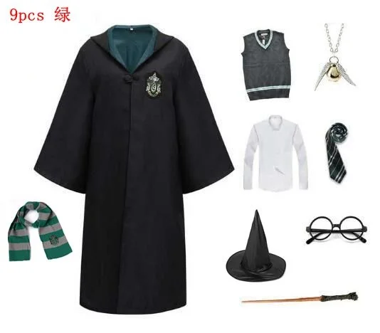 thumbnail image 1 of Disfraz de uniforme escolar para mujer y niña, disfraz de Hermione Granger, capa y túnica para Halloween, 1 of 5