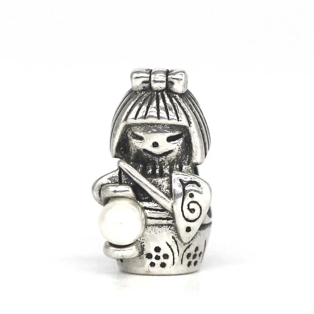 Омела, 925 пробы, серебро, Kokeshi, фонарь, Шарм с жемчугом, бусины, европейские ювелирные изделия