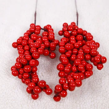 2pc Simulation Mini Red Berries Branch DIY fake Flower Arrangement Photography Props Christmas Home Party Decorations new