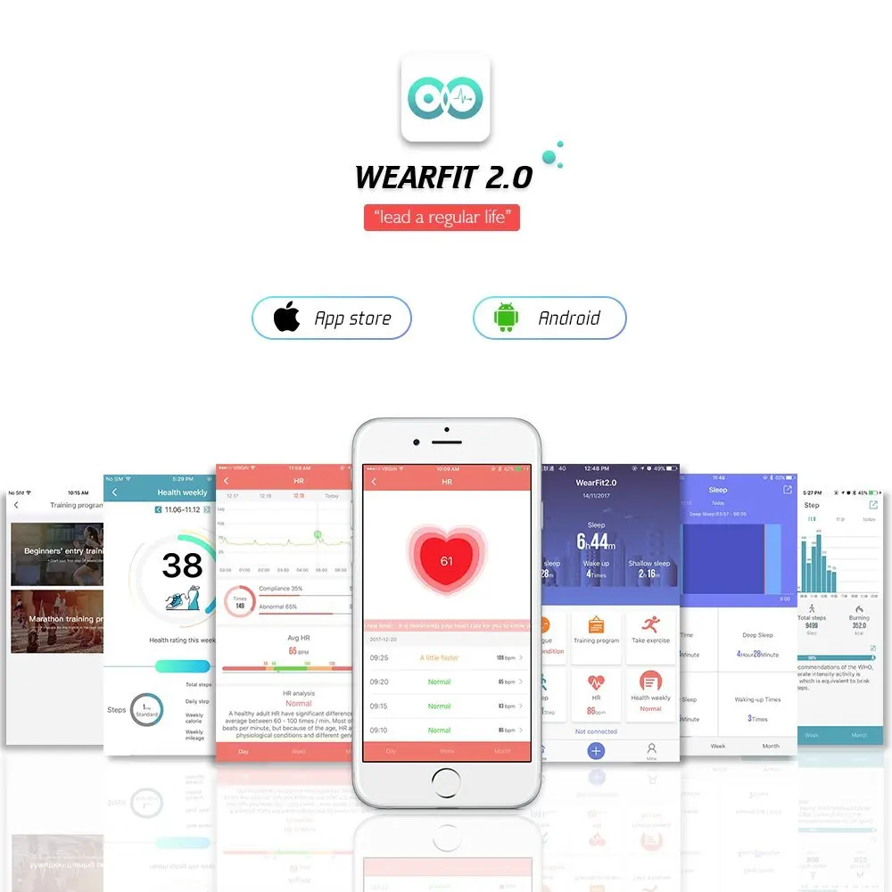Wearpai цветной экран Смарт-браслет GT101 24 часа монитор сердечного ритма фитнес-трекер Bluetooth спортивные водонепроницаемые Смарт-часы