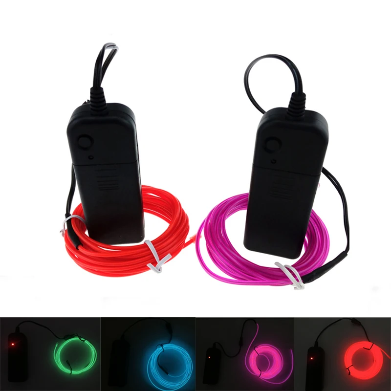 EL Wire 1M/2M/3M/5M Neon car Lights LED Strip Light Rope Tube Cable+Battery Controller For Car Dance Party Bike Decoration