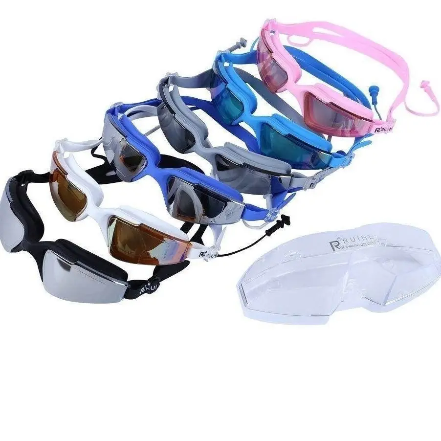 

Goggles Men's Women's for Waterproof Anti-fog High-definition Plain Glass Large Frame Adult Children Profession Swimming Diving