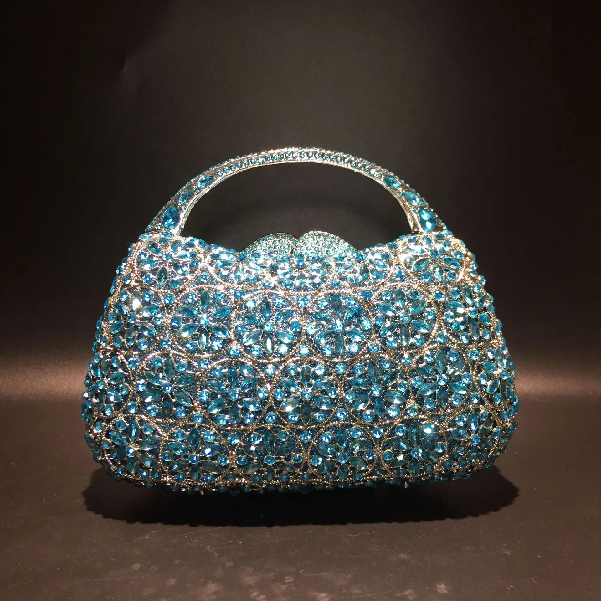 de noche con piedras de Color champán/azul para mujer, carteras de mano boda, fiesta, flor de cristal, Minaudiere - AliExpress Maletas y bolsas