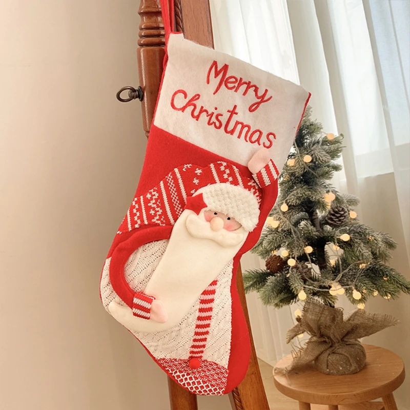 

Christmas Stockings Big Xmas Stocking Decoration 18" 3D Santa Snowman Stocking Candy Gift Bag for Holiday Tree Home Decorations