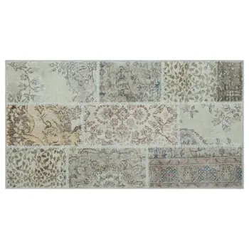 

Handmade Beige Vintage Overdyed Patchwork Area Rug 080x150 Cm-2'7''X4'11''