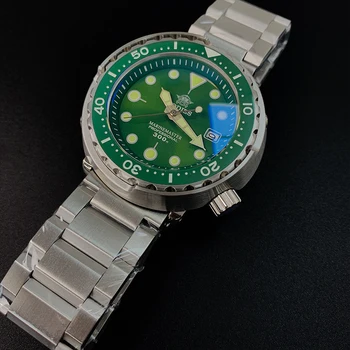 

Men Fashion Watch Stainless Steel Watch 300m Water Resistant Ceramic bezel Green tuna Automatic Diving Sport Watch