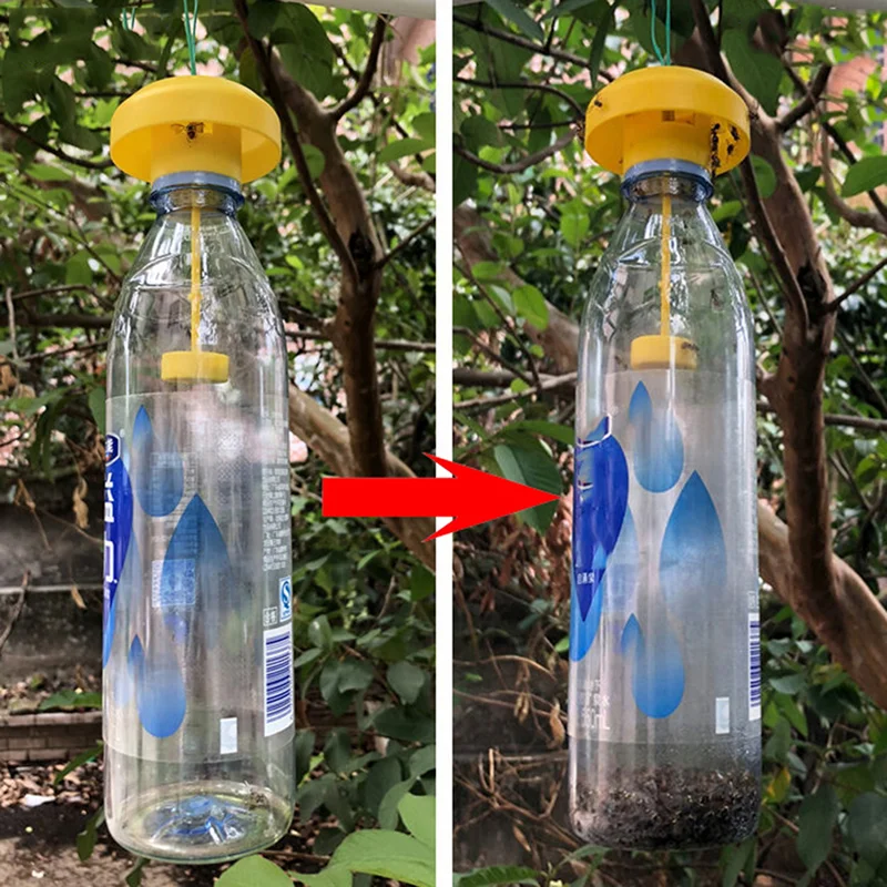 Practical Plastic Drosophila Trap Fly Catcher Fruit Fly Trap Killer With Attractant Orchard Vegetable Pest Control Garden Insect