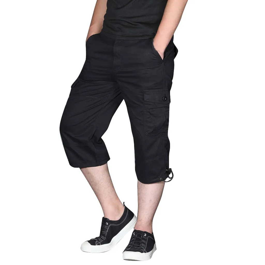 Black KLV брюки карго Мужские Спортивные Повседневные однотонные уличные рабочие брюки мужские карманные рабочие брюки 3XL L0823 - Цвет: Black