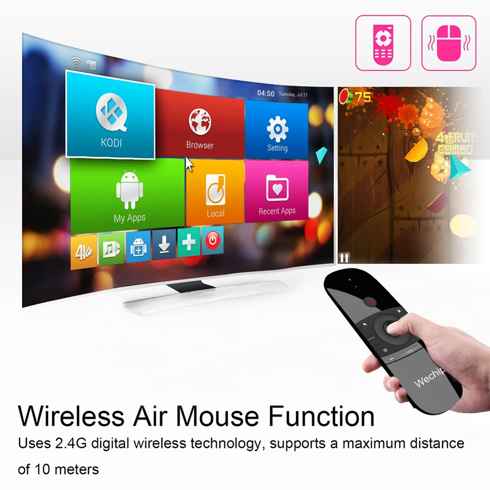 W1 ультра-тонкая беспроводная клавиатура 2,4G контроллер Air mouse для ноутбука Smart tv PC