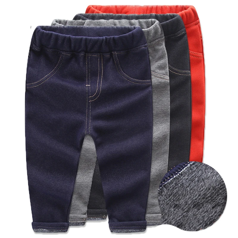 

New 1-6 Years Girls Thick Jeans Pants For Boy Winter Little Boys Long Trousers Korean Style Kids Warm Thicken Leggings For Girls