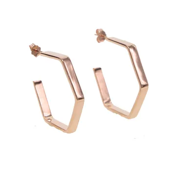 

35mm big hexagon hoops plain fine 925 silver hoop geometric european women lady elegant simple classic earring 2019 new style