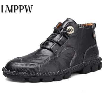 

Luxury Men Boots Autumn Ankle High Top Leather Casual Shoes High Quality Men Winter Shoes Fashion Handmade Men Work Boots 1.8a