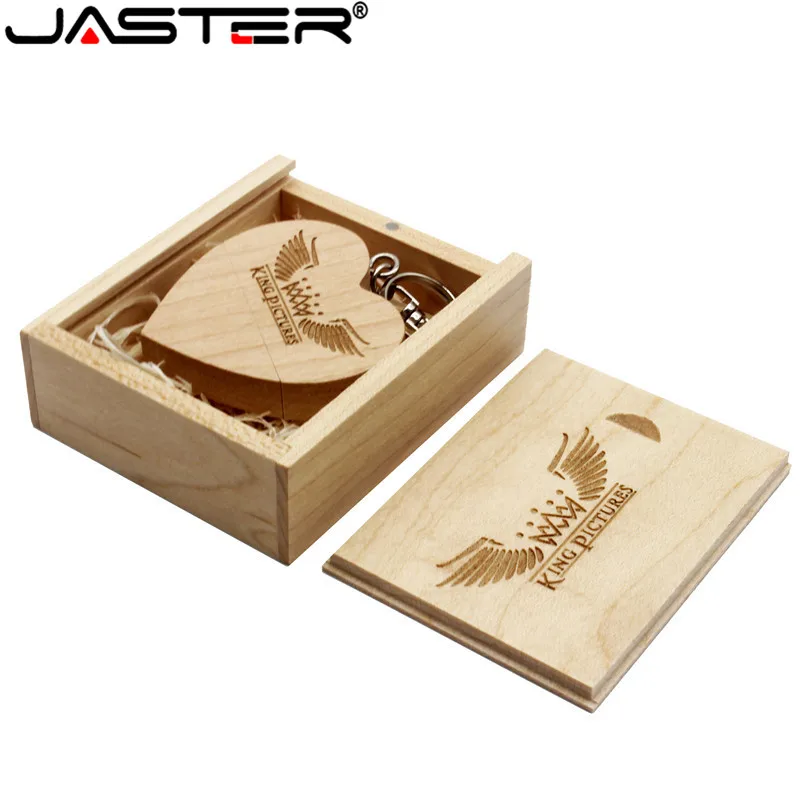 JASTER(более 5 шт. бесплатный логотип) грецкий орех деревянное сердце+ Подарочная коробка USB флеш-накопитель креативный флеш-накопитель 8 ГБ 16 ГБ 32 ГБ 64 Гб карта памяти