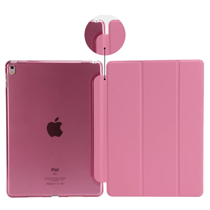 Для iPad 9,7 чехол ультра тонкий из искусственной кожи Стенд смарт-чехол для iPad 5 6 Air 1 2 5th 6th поколения со стилусом+ пленка - Цвет: Pink