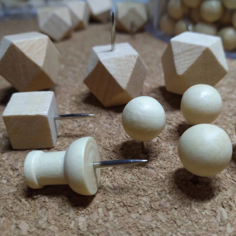 Push Pins 8/20/30/40pcs Map Markers Wooden for Wall Studs etc.