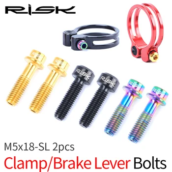 

RISK 2PCS M5*18mm Titanium Ti Bolts for Mountain Bike Brake Lever Fixing M5x18mm MTB Bicycle Seat Post Clamp Fixed Screws 2 Type