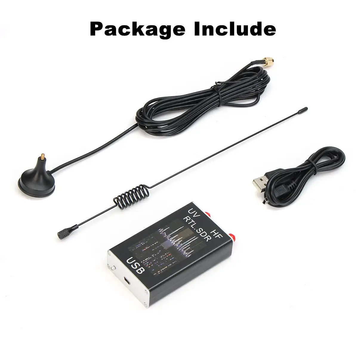Мини Полный B и UV HF RTL-SDR USB цифровой ТВ-тюнер, приемник 100 KHz-1,7 GHz/R820T+ 8232 Ham радио с антенной для телефона ПК