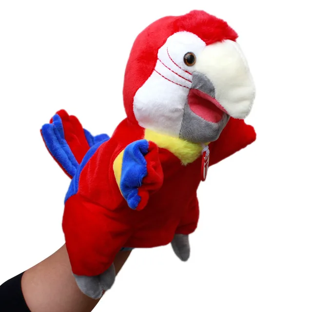 cute 30cm plush parrot Hand puppet Kindergarten parent-child interactive props educational doll good quality Soothing doll 2