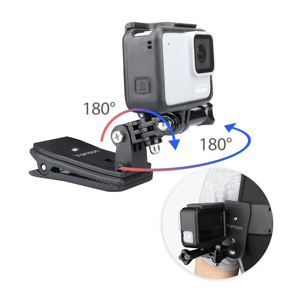 Vamson рюкзак зажим Крепление для GoPro Hero 7 6 5 4 Аксессуары для Yi 4K для SJCAM для eken для DJI OSMO Action VP512