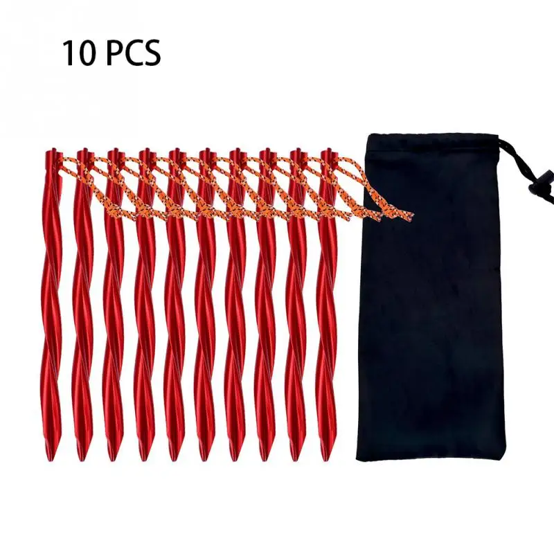 

10pcs Tent Pegs 25cm Aluminum Tent Stake with Rope Outdoor Tent Nail Peg Tent Accessories Equipment