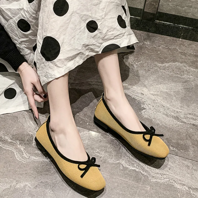 

2020 Spring Autumn New Women Shoes Fashion Round Toe Butterfly Knot Flat Shoes High Quality Shoes Woman Large U19-62